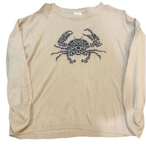 J.Crew linen blend crab tan crewneck sweater size Medium w Flaw